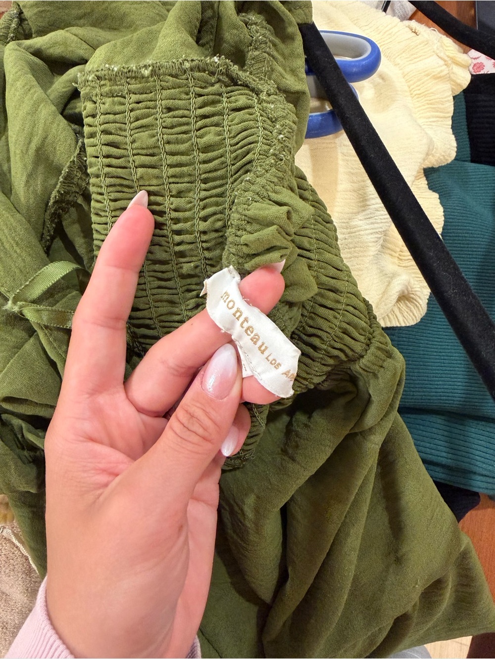 Monteau Olive Green Ruffle Strap Tiered Maxi Dress - Picture 6 of 7